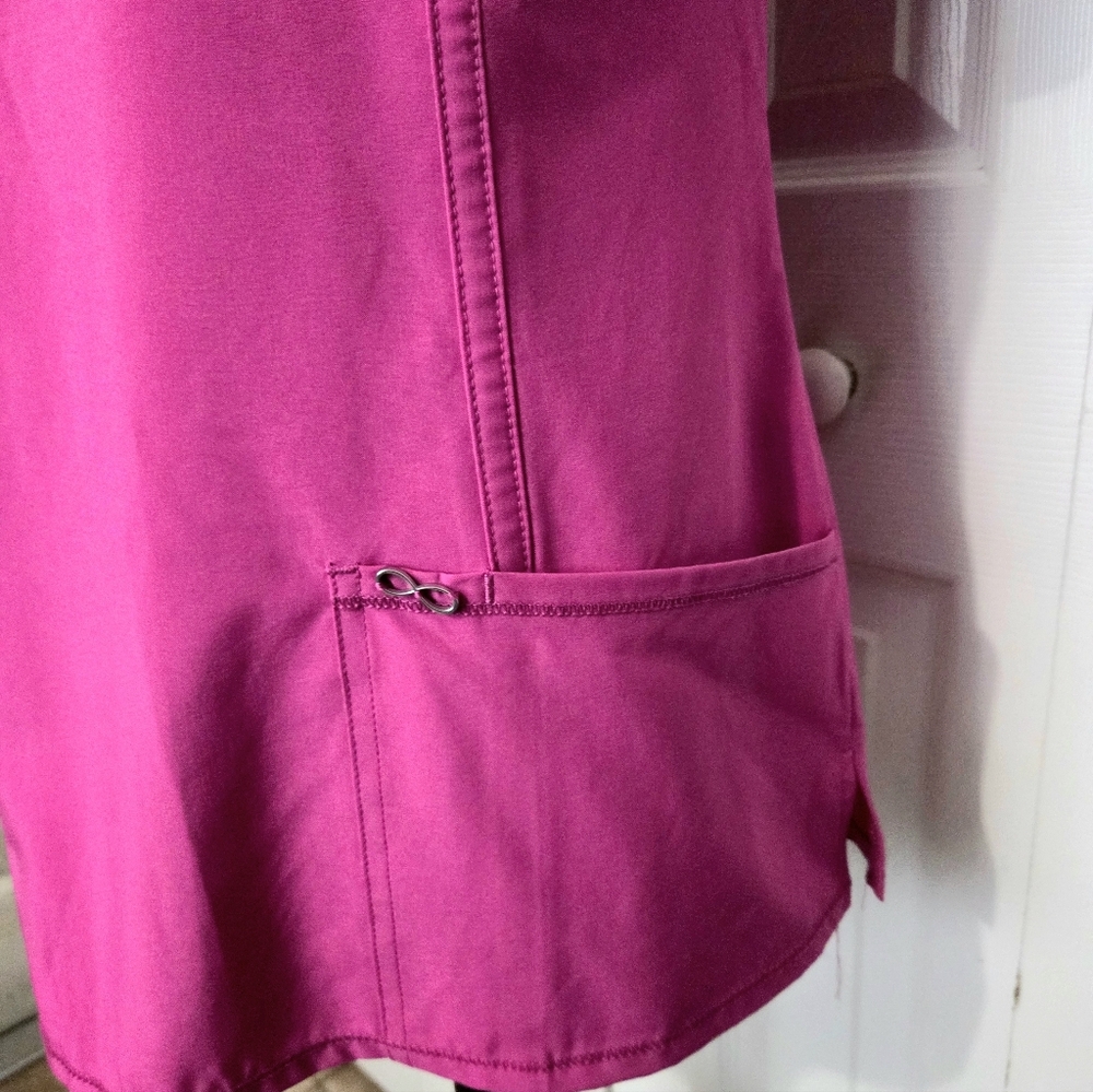 Cherokee Infinity Women's Medical Scrub Top in Bright Pink/Magenta - Picture 3 of 12